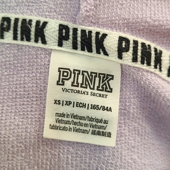 2018 Victoria's Secret PINK Lavender Logo Spellout Long Sleeve Light Hoodie XS - Picture 14 of 15